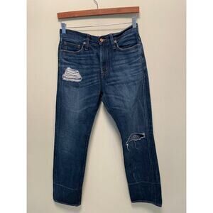 J. Crew for NET-A-PORTER Womens Point Sur Boyfriend Jeans 28 Nido Blue Distress